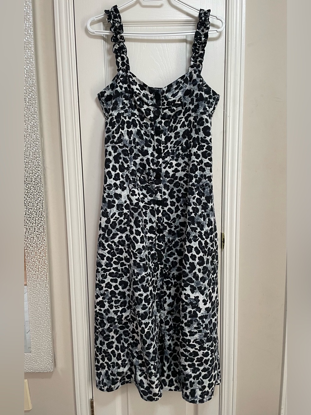 NWOT Zara Black and White Leopard-Print Dress